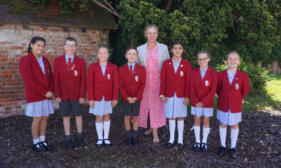 Mrs Shackel and the Head Prefect Team for 2023/24